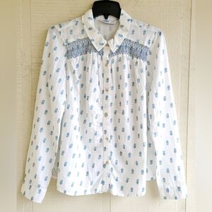 Sonoma Western Style Blue And White Floral Button-Down